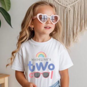 T-shirt Filles Deux Cool Arc-en-ciel 2e Anniversaire 