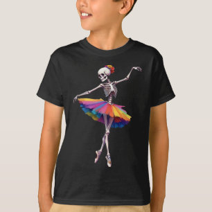 T-shirt Filles Femmes Halloween Danser Skeleton Rainbow Ll