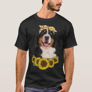 T-shirt Filles Femmes Maman Bernese Mountain Dog Sunflower