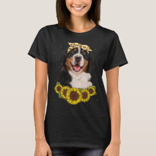 T-shirt Filles Femmes Maman Bernese Mountain Dog Sunflower