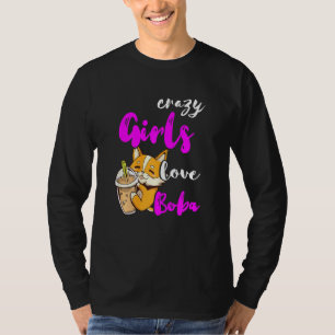T-shirt Filles folles Aimer Boba Tea Cute Corgi Chien Bubb