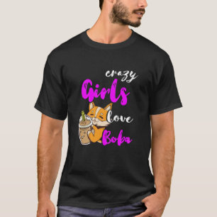 T-shirt Filles folles Aimer Boba Tea Cute Corgi Chien Bubb