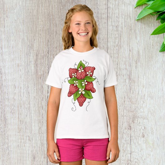 T-shirt filles fraises et fleurs
