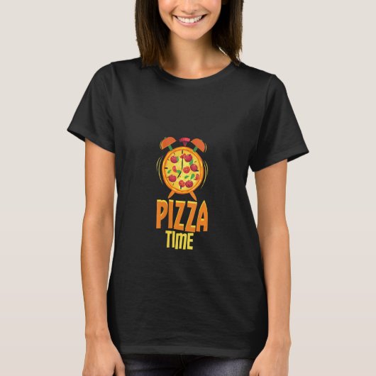 T-shirt Filles Funky Pizza Alarme Horloge Pizza Heure Pizz (Devant)