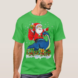 T-shirt Filles Funny Père Noël équitation Brontosaurus Din