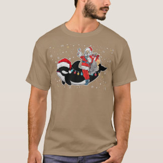 T-shirt Filles Funny Père Noël équitation Orca Noël Wha