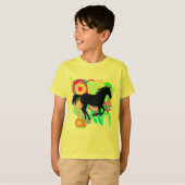 T-shirt Filles galopant la silhouette de cheval (Devant entier)