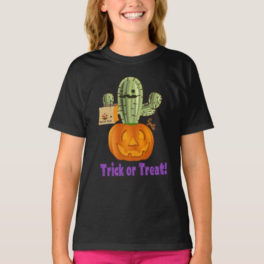 T-shirt Filles Halloween Cactus (Devant)
