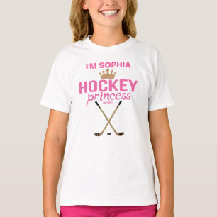 T-shirt Filles Hockey Personnalisé Princesse Nom Rose