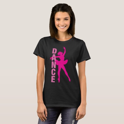 T-shirt Filles Hot rose Ballerina Danse (Devant entier)