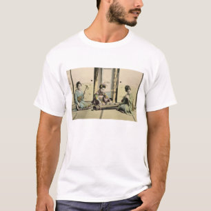 T-shirt Filles japonaises jouant la cannelure, le "koto"