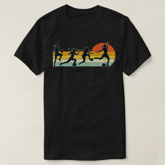 T-shirt Filles Joueuses de soccer Retro Sunset Soccer (Design devant)