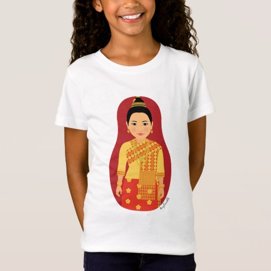 T-shirt filles laotiennes Matryoshka (Rouge) (Devant)