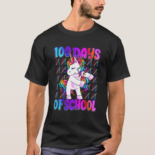 T-shirt Filles Licorne 100 Jours D'école Enseignante 100èm (Devant)