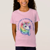 T-Shirt Filles mignonne Arc-en-ciel Unicorne personnalisée (Devant)