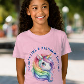 T-Shirt Filles mignonne Arc-en-ciel Unicorne personnalisée