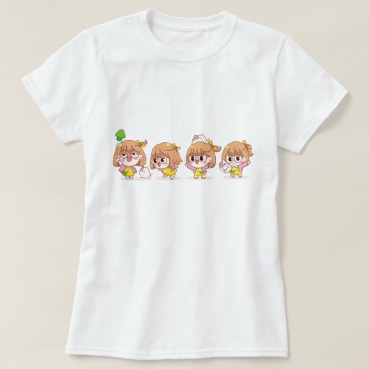 T-shirt Filles Mignonnes Avec Chats (Design devant)