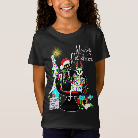 T-Shirt Filles mignonnes Chat atomique Meowy Noël (Devant)