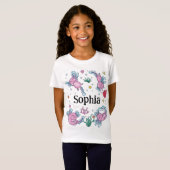 T-Shirt Filles mignonnes et moderne rose Axolotl et nom En (Devant entier)