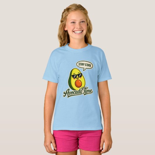 T-Shirt Filles Mignonnes Temps Avocat (Devant entier)