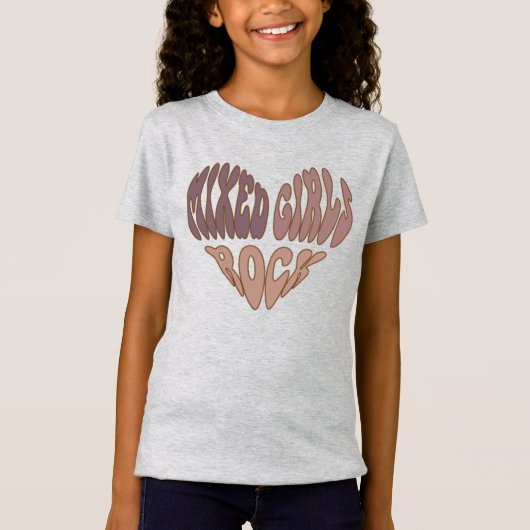 T-Shirt Filles mixtes Rock Biracial, Multicultural, Coeur (Devant)