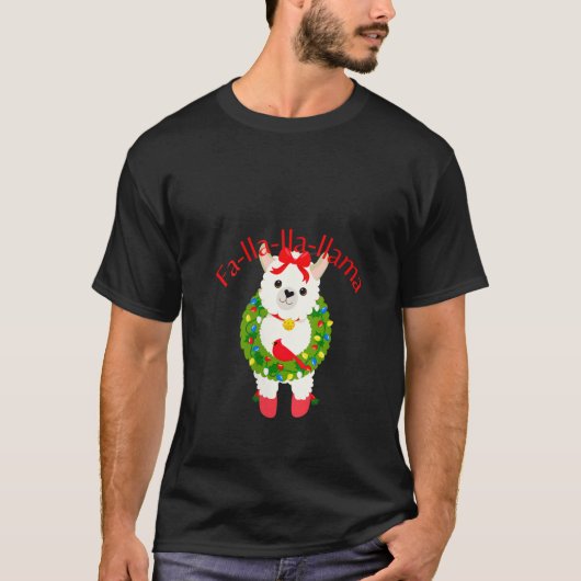 T-shirt Filles Noël Llama Sucre de canne Funny Fa La Holi (Devant)