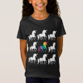 T-Shirt Filles noires et blanches d'arc-en-ciel unique de (Devant)