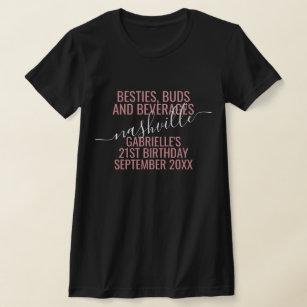 T-shirt Filles Nuit Sortie Voyage Personnalisé Funny Rose