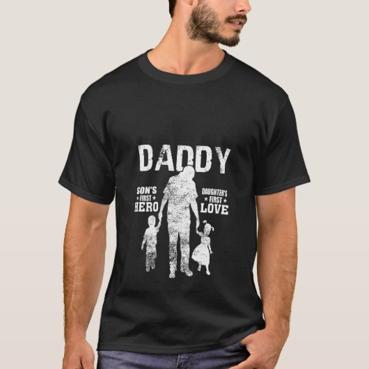 T-shirt Filles Papa A Fils Premier Héros A Filles Premier (Devant)