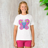 T-shirt filles papillon rose souriant