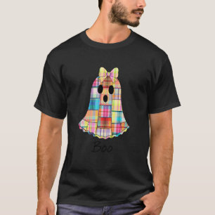 T-shirt Filles Patchwork Fantôme Coloré Madras d'Halloween