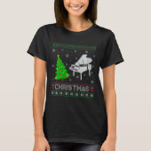 T-shirt Filles Piano Xmas Arbre Éclairage de Noël moche (Devant)