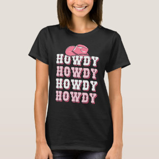 T-shirt Filles Pink Howdy Western Chemise Cowboy Casquette