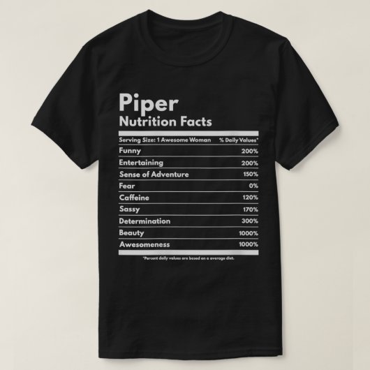 T-shirt Filles Piper Nutrition Facts Cadeau Funny Personal (Design devant)