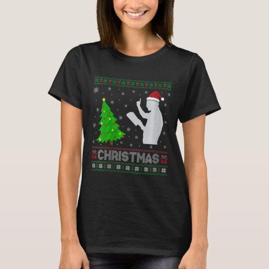 T-shirt Filles Prêcheuse Noël Arbre Éclairage Laide Noël (Devant)