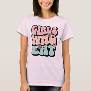 T-shirt Filles qui mangent nourriture rétro grooveuse pass