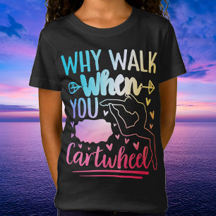 T-Shirt Filles Rainbow Cartwheel Gymnastique Danse Cheer