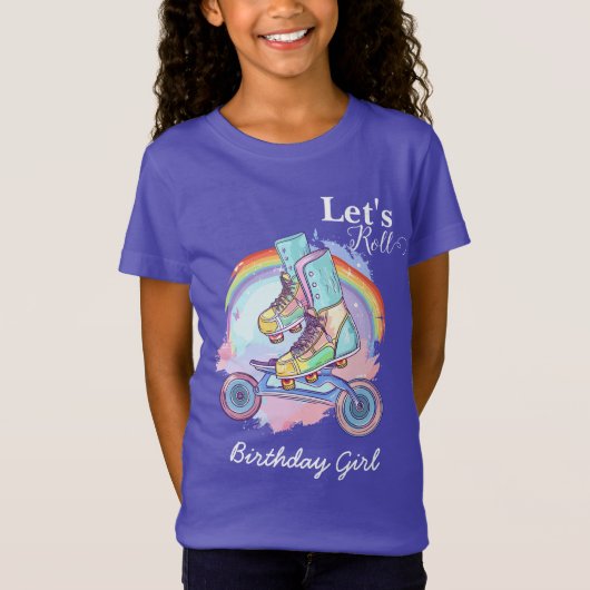 T-Shirt Filles Roller Patinage violet Anniversaire (Devant)