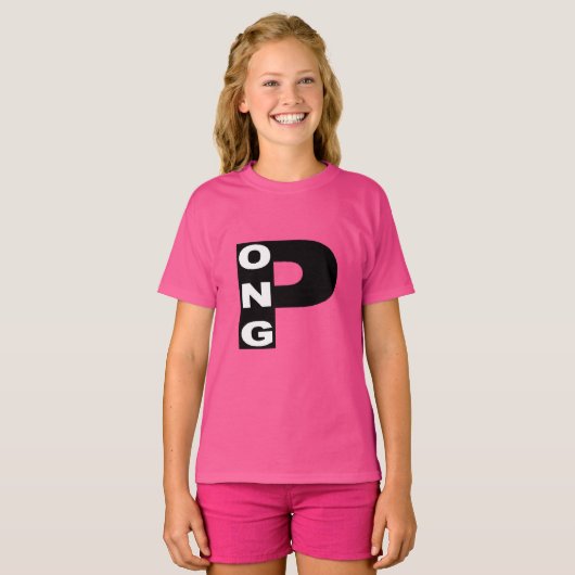 T-shirt filles  rose ouah   PING  PONG  (Devant entier)