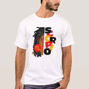 T-shirt Filles Scorpio Girl Afro Locs Girl Zodiac Signes B