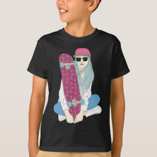 T-shirt Filles Skate Skateboard Skateboarding Font Un Kick
