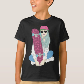 T-shirt Filles Skate Skateboard Skateboarding Font Un Kick