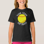 T-shirt Filles Softball Custom Team Player Nom et numéro (Devant)