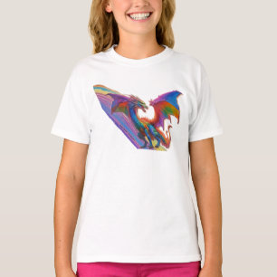 T-shirt Filles T Chemise, Rainbow Dragon Design.