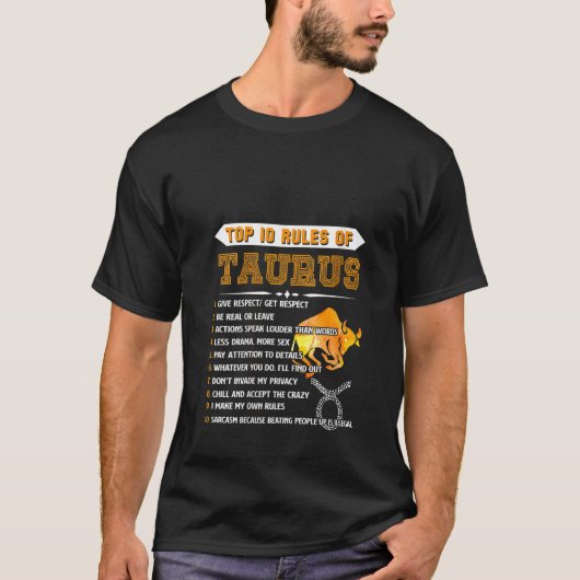 T-shirt Filles Taurus Zodiac Anniversaire Top 10 Règles De (Devant)