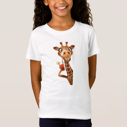 T-Shirt Filles Vêtements - Drôle Giraffe (Devant)
