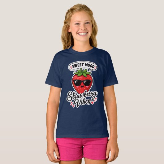 T-Shirt Filles Vibes Fraise Douce (Devant entier)