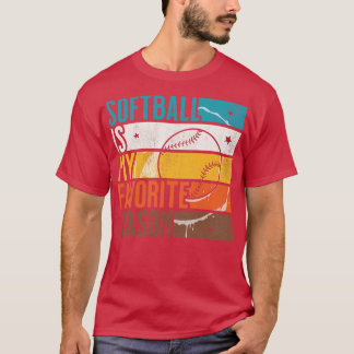 T-shirt Filles Vintages Perdues Softball Est Mon Favori S