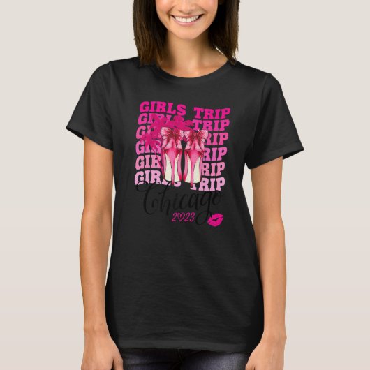 T-shirt Filles Voyage Chicago 2023 Pour Le Week-End Femme, (Devant)