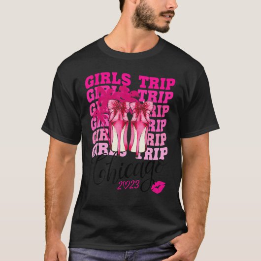 T-shirt Filles Voyage Chicago 2023 Pour Le Week-End Femme, (Devant)